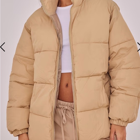 Stone Color - Nylon Padded Puffer Jacket - Picture 1 of 2